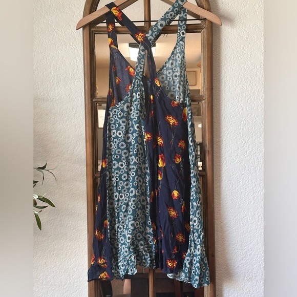 Intimately Free People Mixed Print Ruffle Hem Mini Dress | Size Small - Picture 2 of 6
